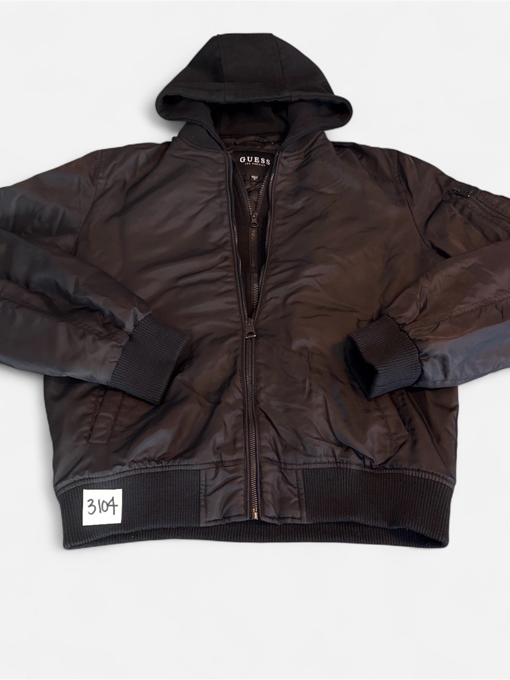 GUESS Black Hooded Bomber Jacket
